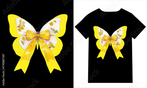 YELLOW BUTTERFLY T SHIRT DESIGN