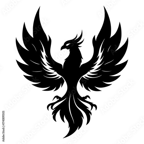 Phoenix birds vector clean black silhouette design white background
