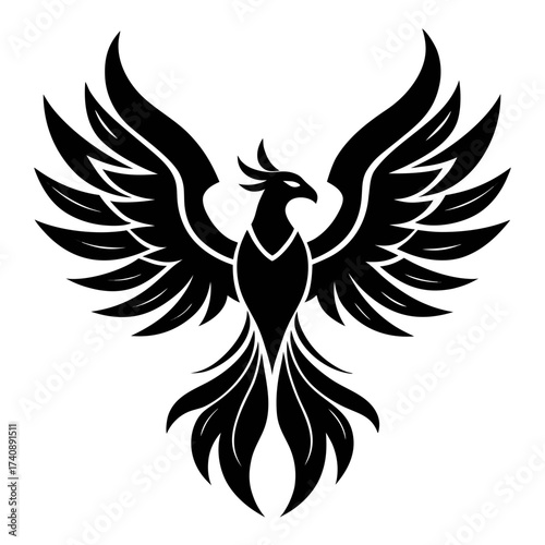 Phoenix birds vector clean black silhouette design white background