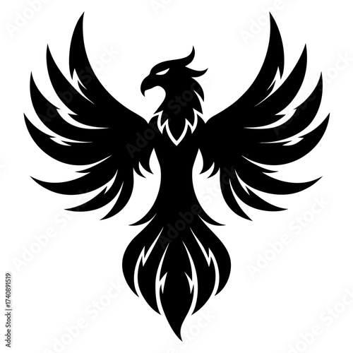 Phoenix birds vector clean black silhouette design white background