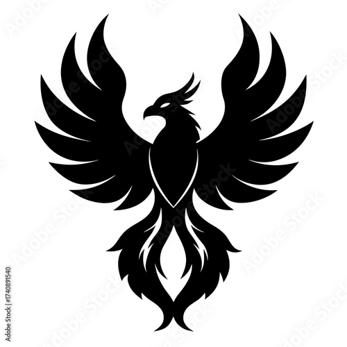 Phoenix birds vector clean black silhouette design white background