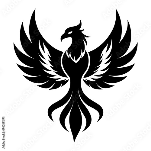 Phoenix birds vector clean black silhouette design white background