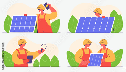 Vector illustration of a mother and her children carrying shopping bags while a boy and girl enjoy a fun summer day of family shopping.