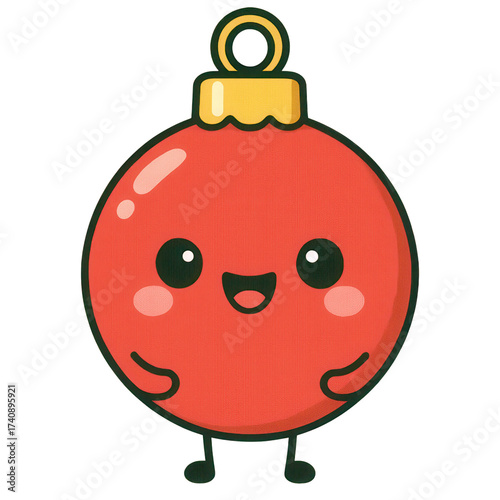 Cute cartoon Christmas ornament with happy face
