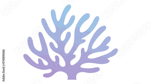Watercolor illustration of a coral with blue and purple hues on a white background.