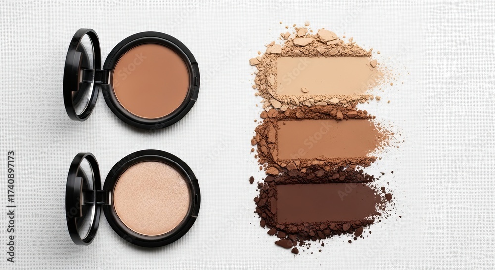 Fototapeta premium Various shades of face powder makeup for different skin tones
