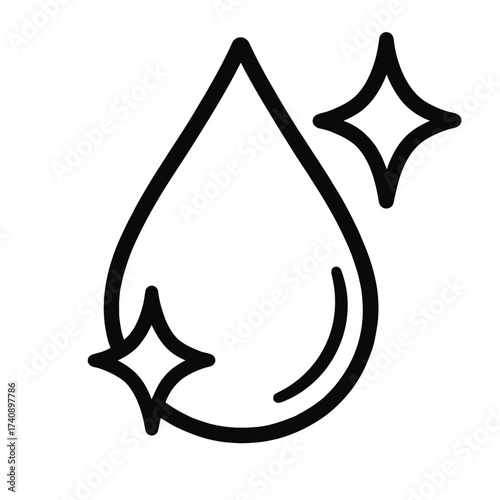 Pristine sparkling liquid drop icon, symbolizing ultimate purity, refreshing hydration, and immaculate cleanliness. Ideal for hygiene, eco-friendly products, skincare, health, and any brand emphasizin