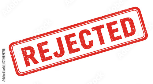 Red rejected stamp seal sign graphic element for approval rejection concept business documents and forms communication isolated on white background