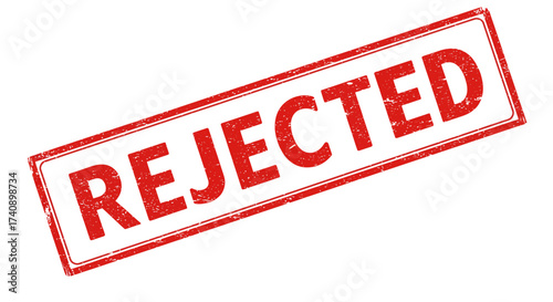 Red stamp "rejected" graphic symbol declares disapproval and negative decision for business and legal applications isolated on white background