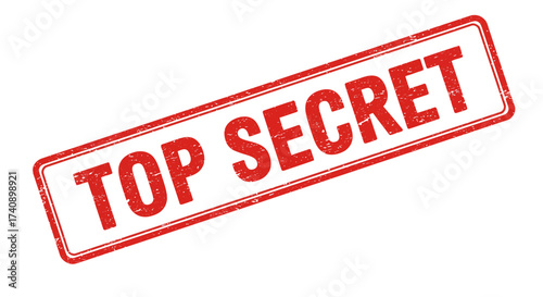Official red top secret stamp with grunge effect for confidential document security and classified information disclosure isolated on white background