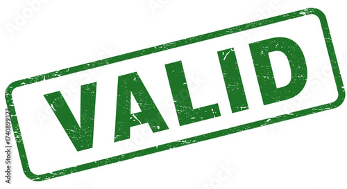 Green stamp 'valid' graphic element for approval confirmation and verification isolated on white for design projects isolated on white background