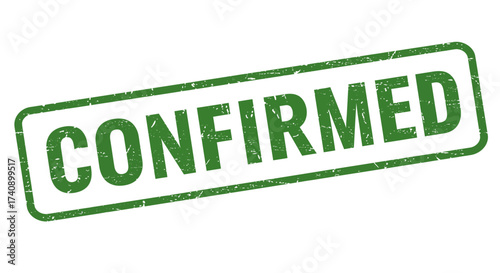 Green stamp text confirmed official seal approval approved document signature certified record verified authentication stamp signature stamp approval isolated on white background