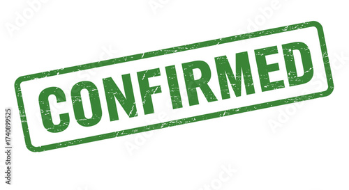 Green confirmed stamp graphic element for approval endorsement and verification symbol perfect for document stamping and validation concepts isolated on white background