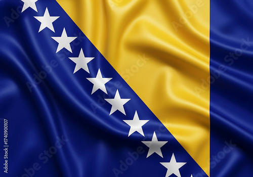 The national flag of bosnia and herzegovina featuring yellow and blue colors