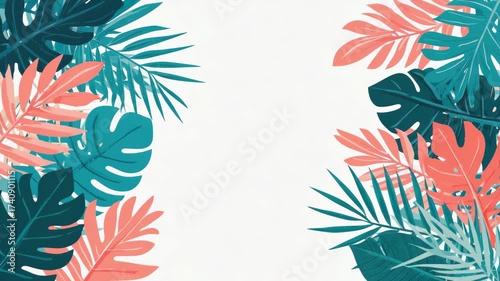 Wallpaper Mural Vibrant floral pattern with pink and teal hues, ideal for backgrounds or wallpapers. Torontodigital.ca