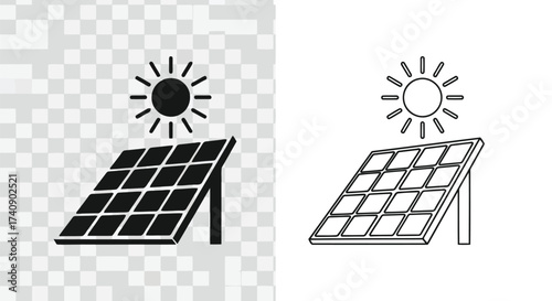 Vector illustration of solar panel icon symbol of renewable energy, clean electricity, and sustainable power vector illustration of solar panel