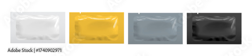 Set of Blank template Realistic White, black and gold color Packaging Foil for cosmetics. Vector illustration.