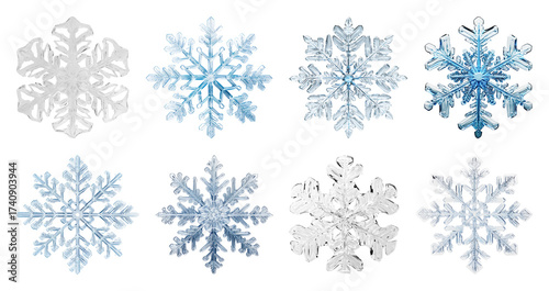 PNG Intricate snowflake designs collection, element set on transparent background