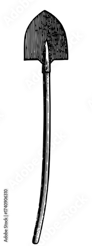 Vintage-style drawing of a shovel