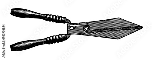 Vintage-style drawing of garden scissors.