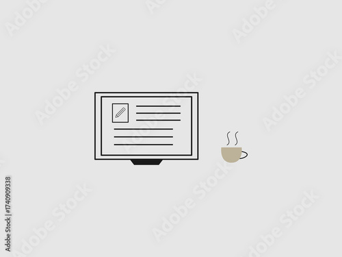 a computer monitor displaying a simple blog post or article interface