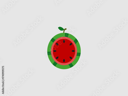 showing the red flesh with black seeds and the green rind