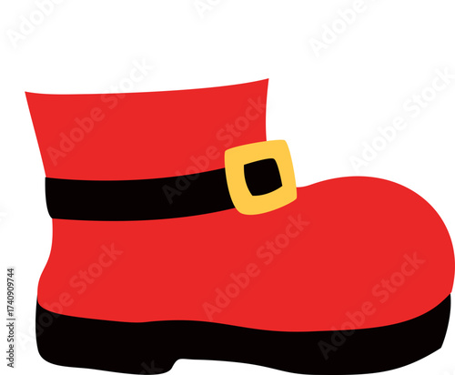 Christmas Santa boot flat vector illustration  isolated.
Transparent background.