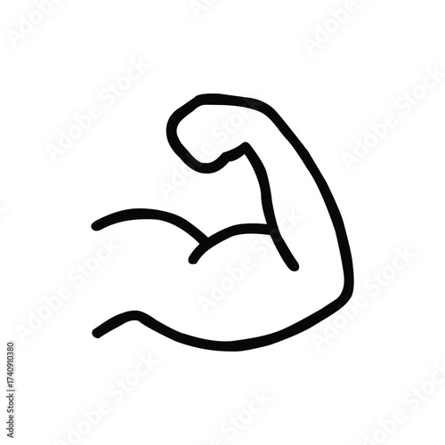Illustration of a muscular arm, symbolizing strength, fitness, and determination in a simple design