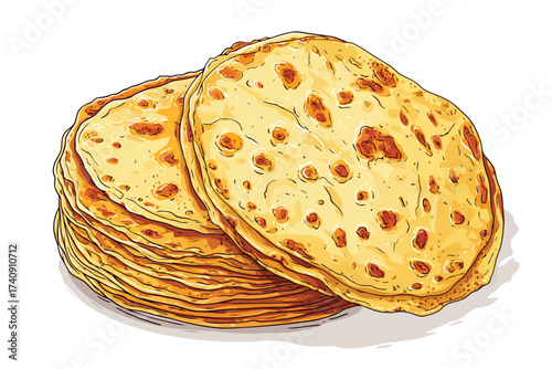 Flour tortilla eat snack isolated