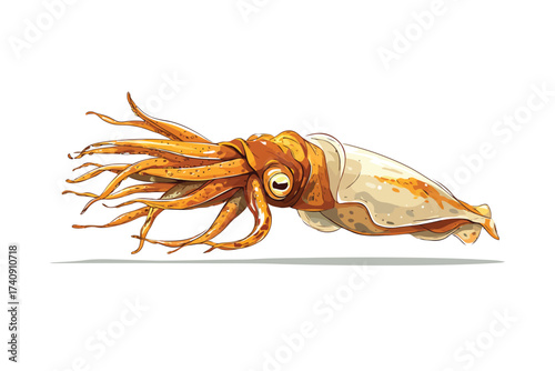 Fresh squid diet mollusk isolated