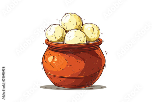 Rasgullas in matka earthen pot delicious isolated