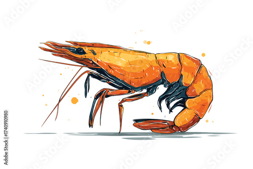 raw shrimp view appetizer isolated