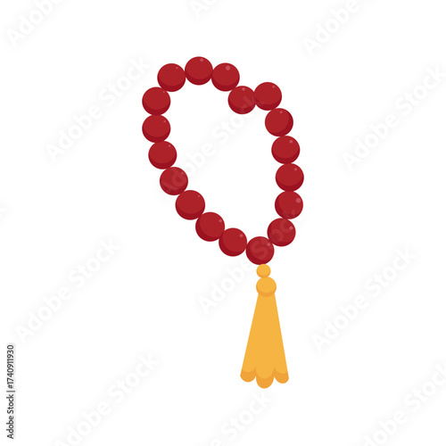 Islamic Prayer Beads Tasbih Illustration For Worship, Dhikr, And Ramadan Kareem Celebration Decoration Design