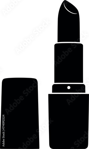 Black Silhouette of Lipstick and Cap