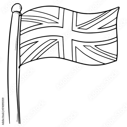 United Kingdom flag illustration hand drawn outline vector