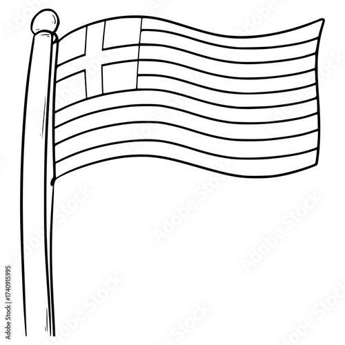 Greece flag illustration hand drawn outline vector
