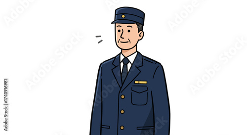 Illustration of a police officer in uniform with a cap