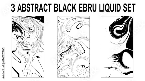Set of Marble wavy pattern. Abstract background illustration. Ebru