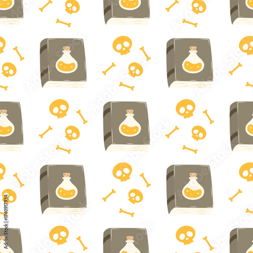 magic spell book seamless pattern