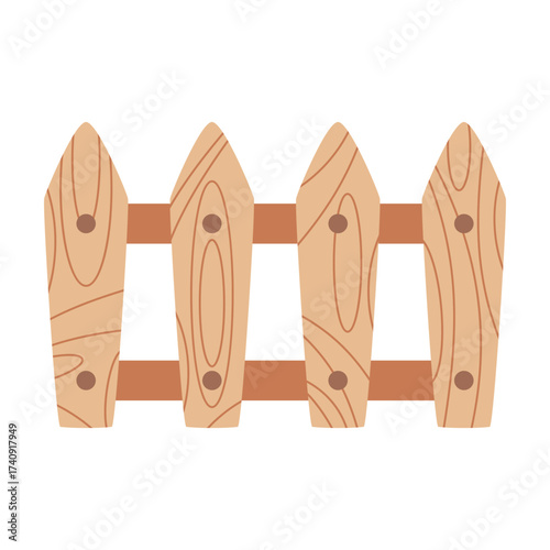 wooden fence isolated, flat style