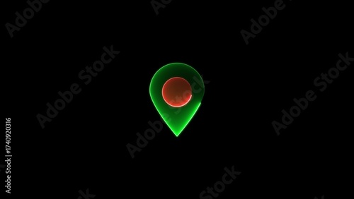 Green and Red Neon Glowing Location Pin Icon on Black Background with Subtle Glow Effect map marker navigation Free Download Green and Red Neon Glowing Location Pin Icon on Black Background with Subtle Glow Effect map marker navigation - GFXLoad
