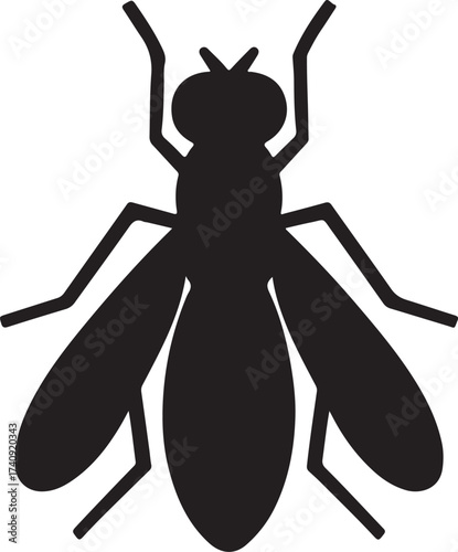 Simple black silhouette icon of a Fruit Fly