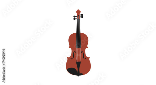 Isolated Illustration of a Classic Brown Violin Instrument.