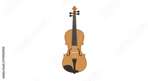 Isolated Violin Illustration with Strings and F-Holes.