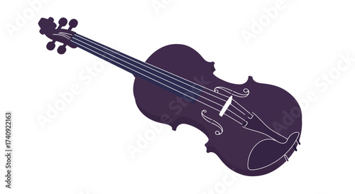 Elegant Purple Violin Illustration with Detailed Features.