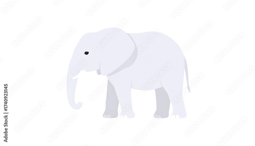 Fototapeta premium Elegant White Elephant Illustration on Clean White Background.