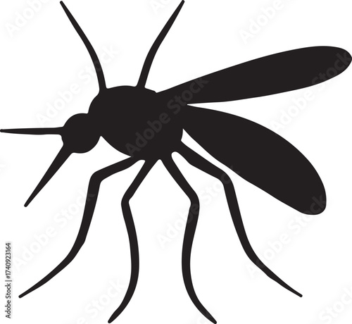 Silhouette of a mosquito insect on a transparent background