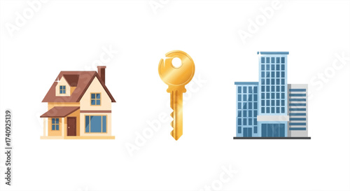 Unlock your dreams with a perfect home, office, or apartment, symbolized by a golden key representing new beginnings and real estate opportunities today