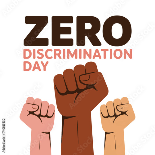 Three fists raised in solidarity for zero discrimination day raised fist equality