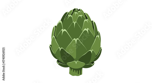 A simplified, geometric illustration of an artichoke on a white background